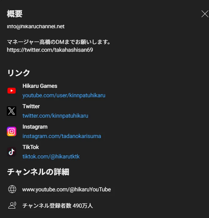 ヒカルのYouTube
